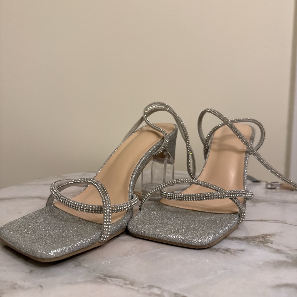 Silver Strappy Heels
